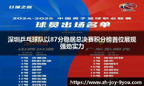 深圳乒乓球队以87分稳居总决赛积分榜首位展现强劲实力